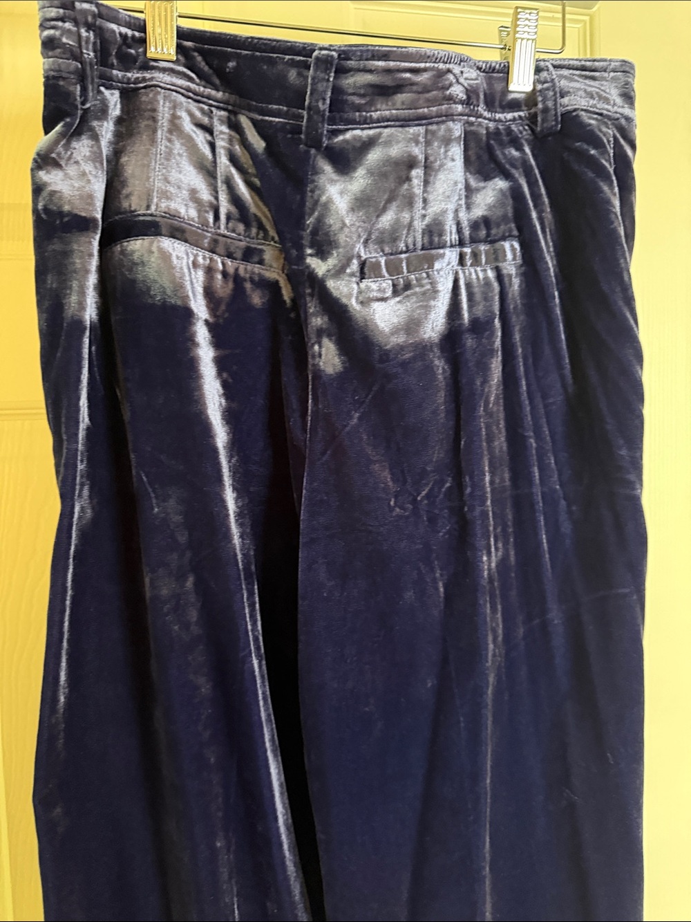 Anthropologie Velvet Wide-Leg Pants in Deep Navy - Picture 7 of 8